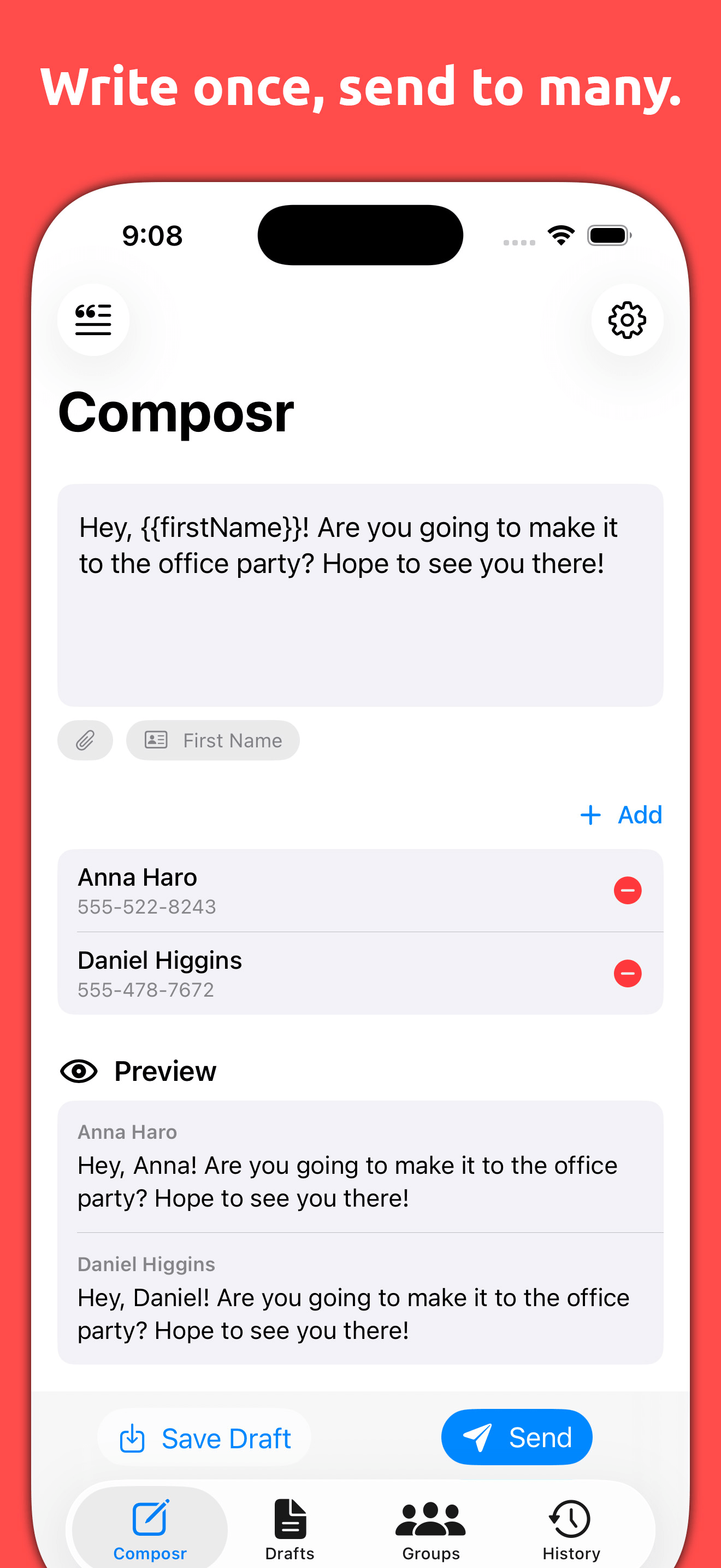 Composr: Bulk Text Sender screenshot 1