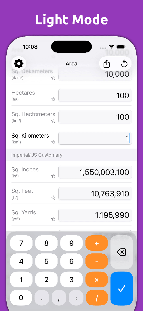 Mila's Area Converter PRO — App Store screenshot 4 of 6