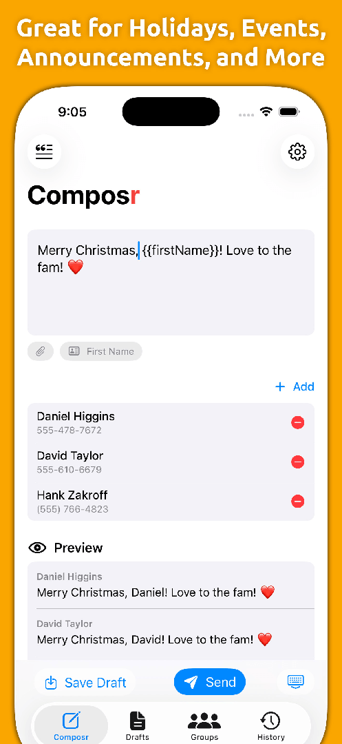 Composr: Bulk Text Sender — App Store screenshot 2 of 6