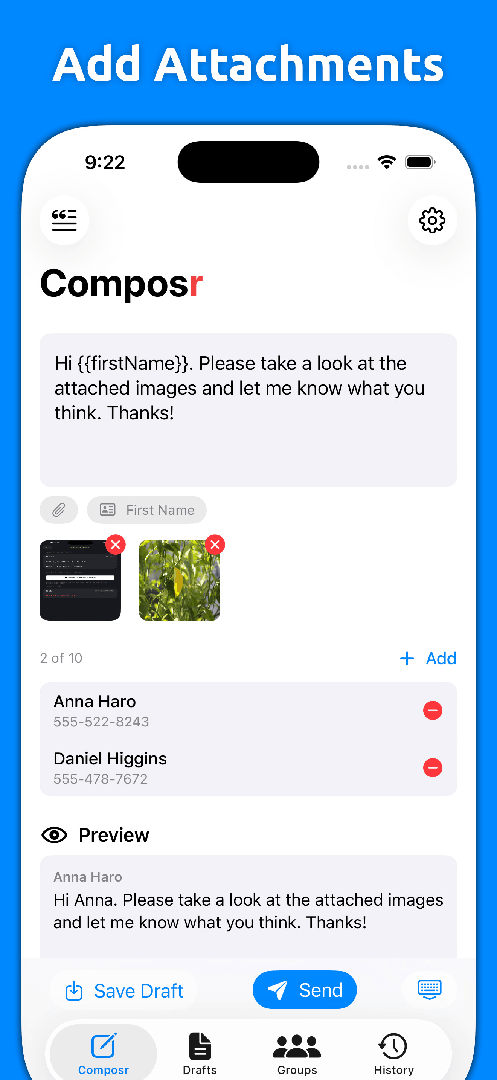 Composr: Bulk Text Sender — App Store screenshot 3 of 6