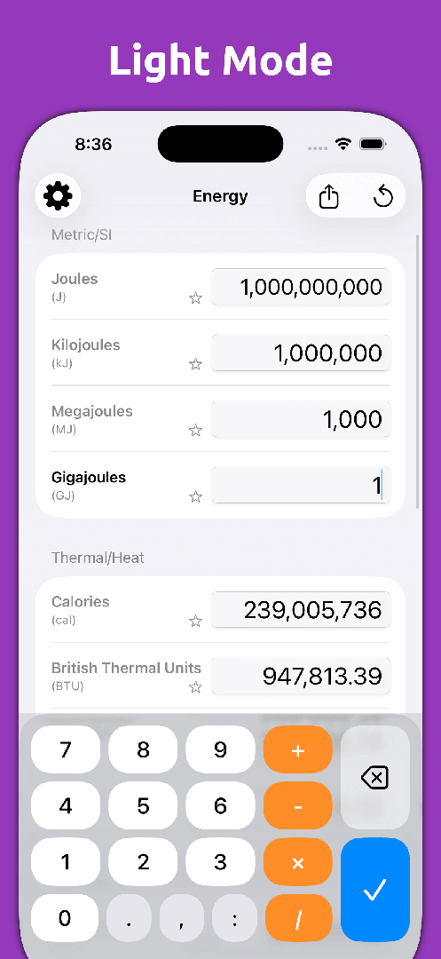 Mila's Energy Converter PRO — App Store screenshot 4 of 6