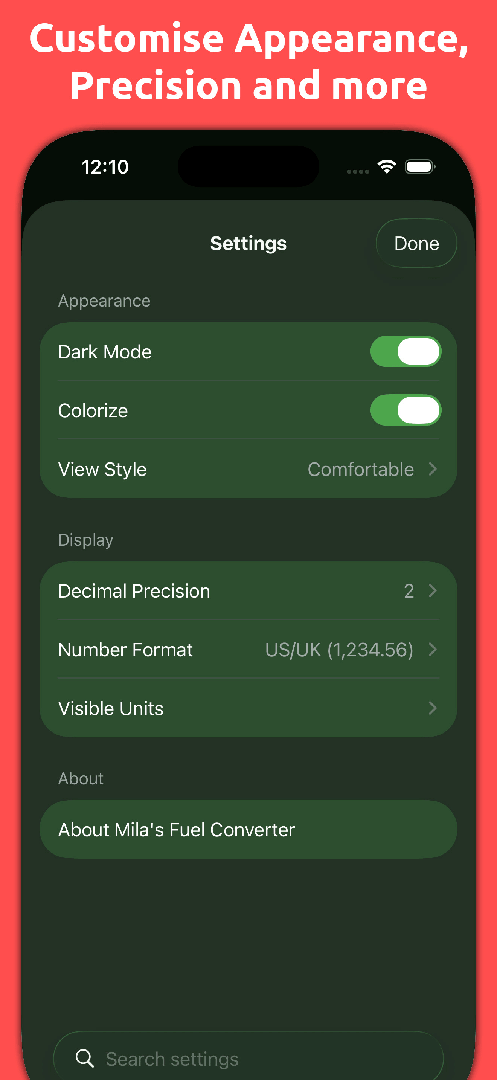 Mila's Fuel & EV Converter — App Store screenshot 2 of 6