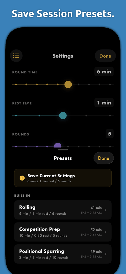 Jiu-Jitsu Round Timer — App Store screenshot 3 of 6