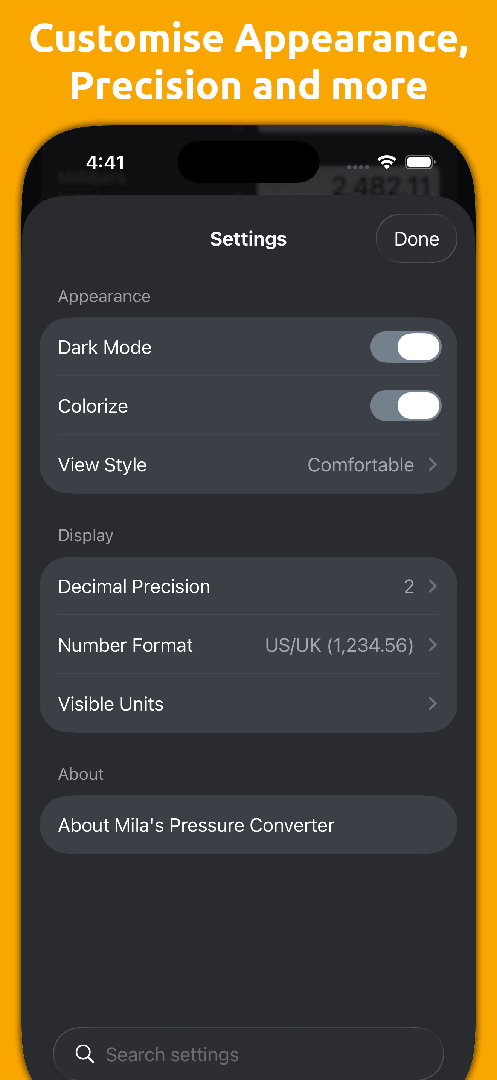 Mila's Pressure Converter — App Store screenshot 2 of 6