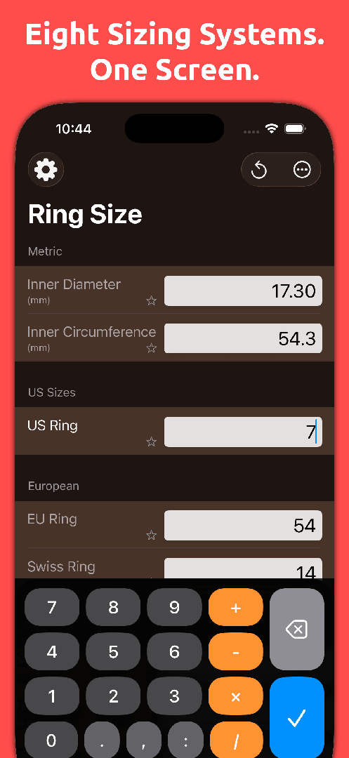 Mila's Ring Sizer & Converter — App Store screenshot 1 of 8