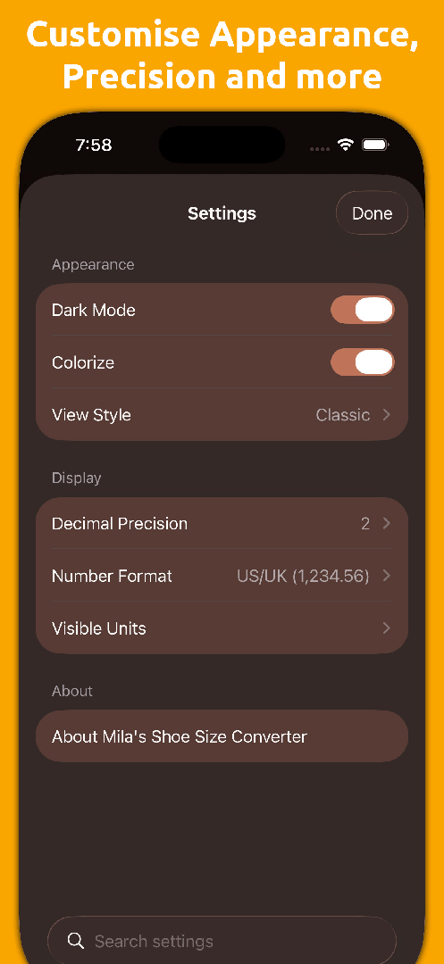Mila's Shoe Size Converter — App Store screenshot 2 of 5