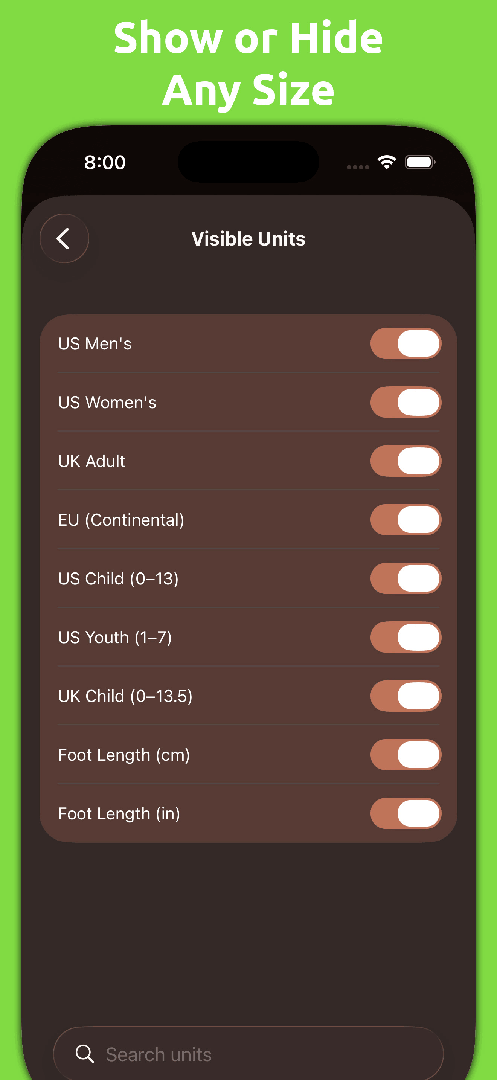 Mila's Shoe Size Converter — App Store screenshot 3 of 5