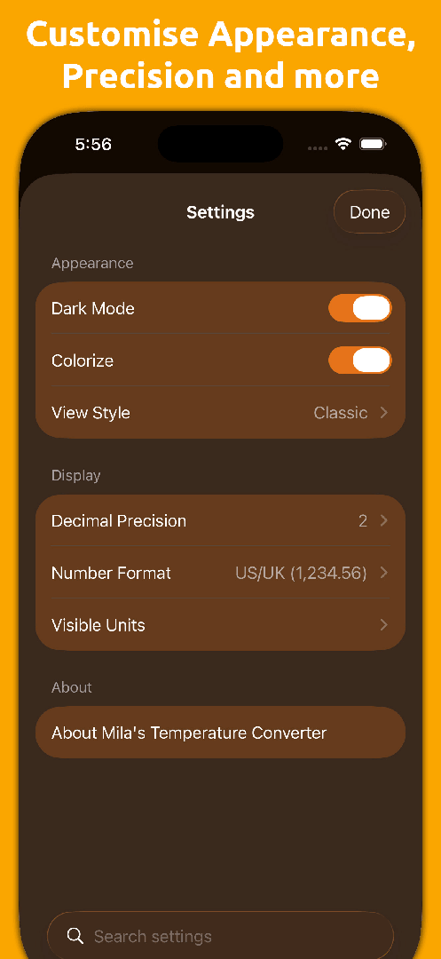 Mila's Temperature Converter — App Store screenshot 2 of 5