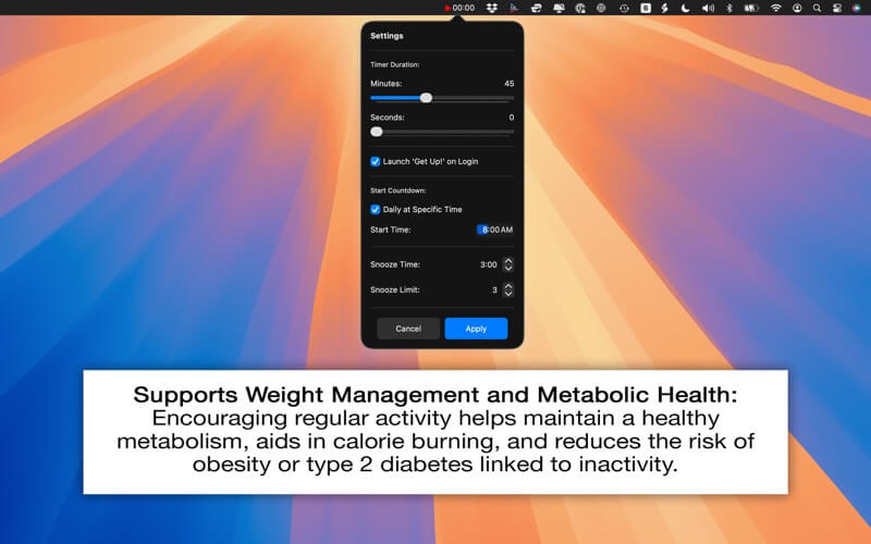 Get up! Exercise Reminder — App Store screenshot 3 of 3