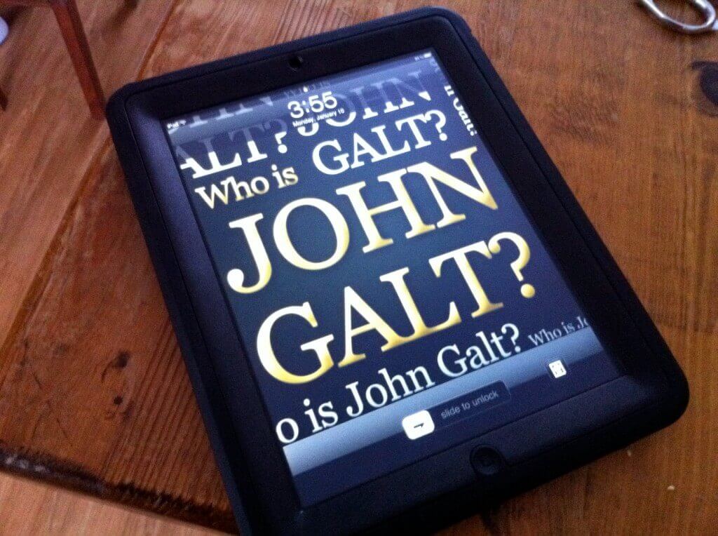 iPad lock screen — Who is John Galt?, January 2011