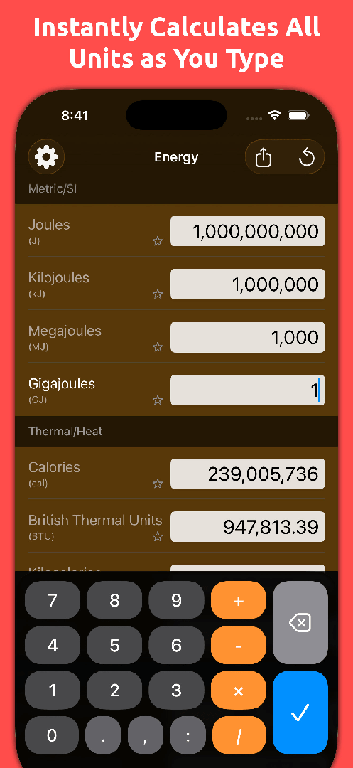 Mila's Energy Converter PRO — App Store screenshot 1 of 6
