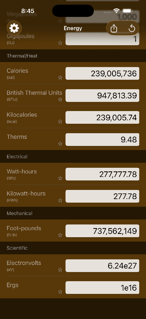 Mila's Energy Converter PRO — App Store screenshot 6 of 6