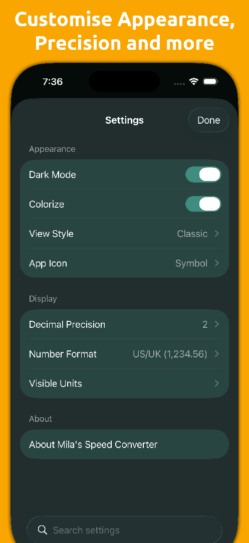 Mila's Speed Converter PRO - App Store screenshot 2 of 6