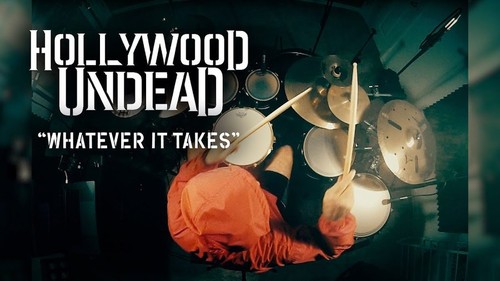 Overhead drum kit shot from a Hollywood Undead drum cover